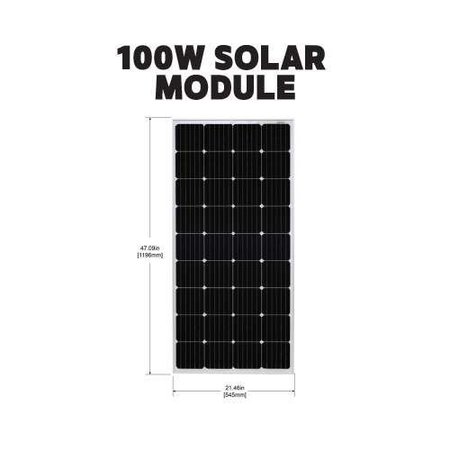GO POWER! Monocrystalline Solar Panel Kit, 100 W, 18.4V DC, 5.43 A 78220